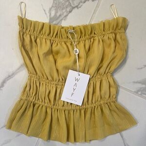 WAYF Strapless Yellow Top